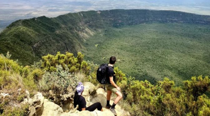 Hikers on the Longonot trail